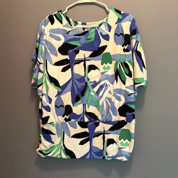 Chico's Tops - Chico's Blouse Womens Size L Multicolor Tropical Leaf Dolman Scoop Neck